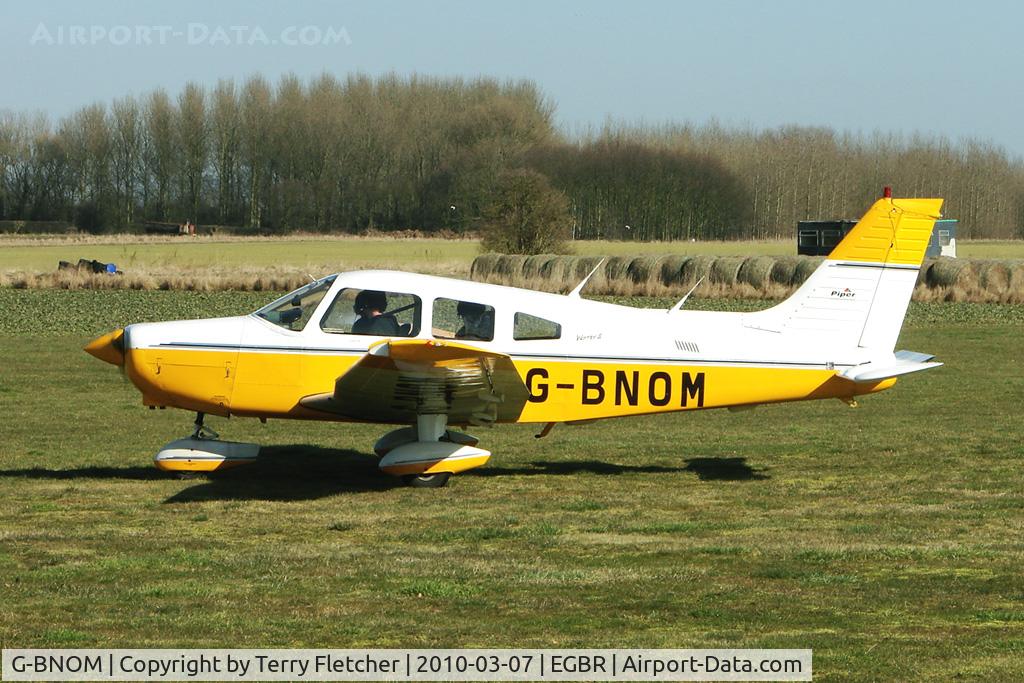 G-BNOM, 1987 Piper PA-28-161 Cherokee Warrior II C/N 2816024, Piper in from Blackpool - One of the many aircraft at Breighton on a fine Spring morning