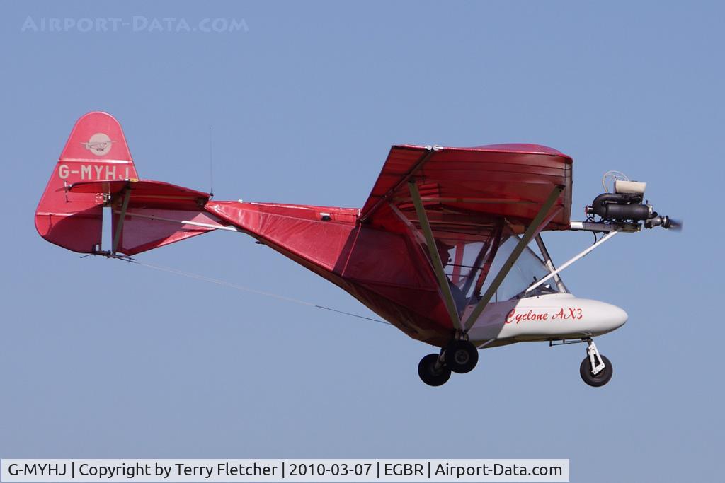 G-MYHJ, 1993 Cyclone Airsports AX3/503 C/N C 2103073, One of the many aircraft at Breighton on a fine Spring morning
