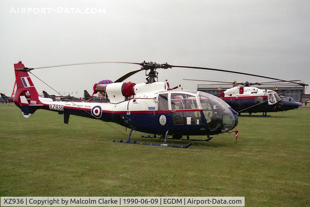 XZ936, Westland SA-341D Gazelle HT3 C/N WA1743, Westland SA-341D Gazelle HT3. From MoD(PE) EPTS, Boscombe Down and seen at the Battle of Britain Airshow, A&AEE, Boscombe Down in 1990.