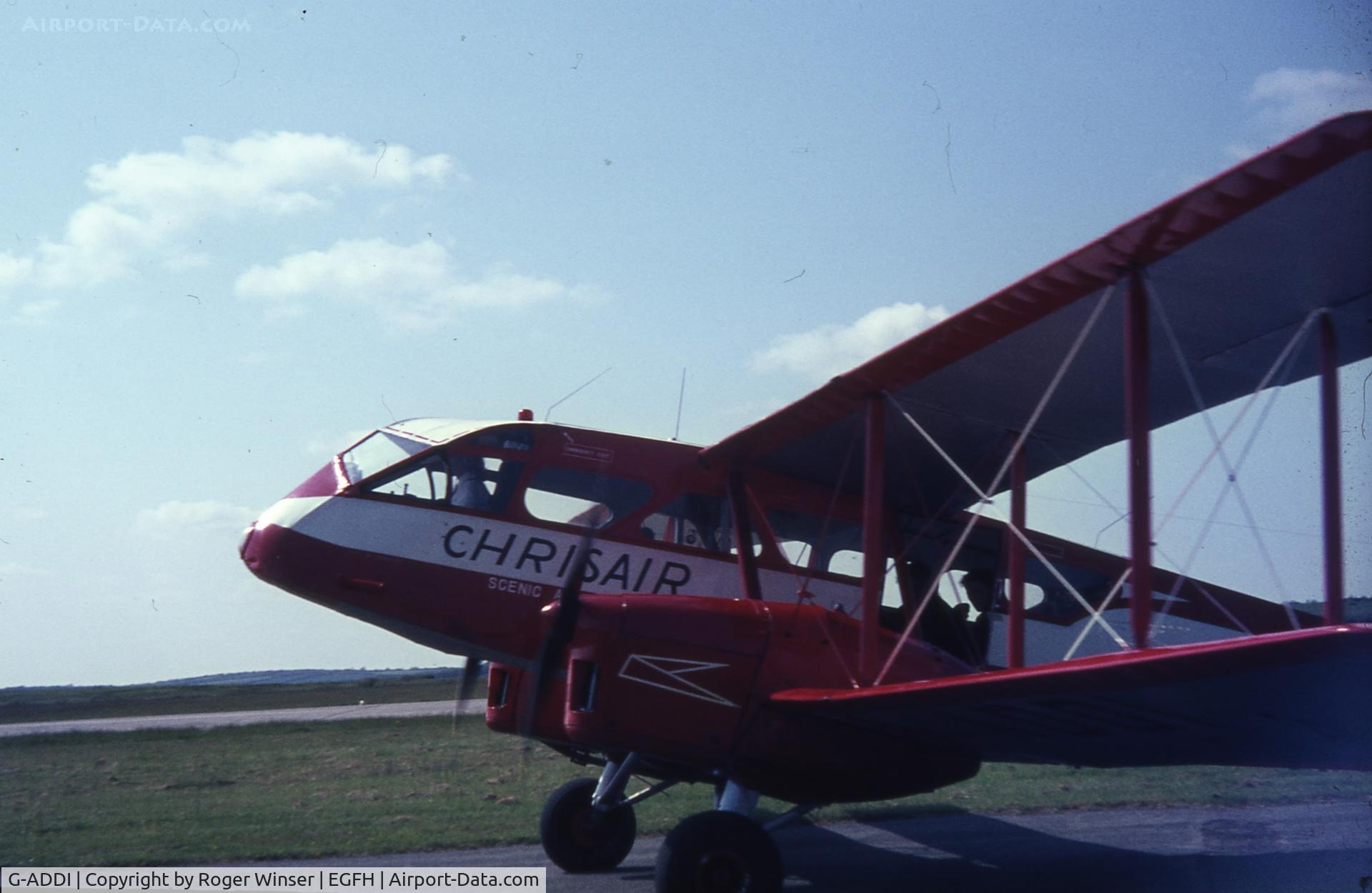 G-ADDI, 1934 De Havilland DH-84A Dragon II C/N 6096, Used by skydivers at Swansea Airport on 10th June 1967. Deregistered on 18/11/1970 and became N34DH on 21/2/1971 and shipped to the USA. Restored to Flying condition carrying it's original registration G-ADDI and flown at Oakville, Washington in 2013.