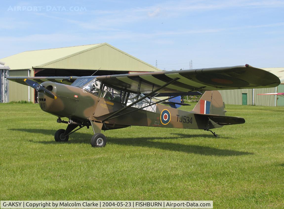G-AKSY, 1944 Taylorcraft J Auster 5 C/N 1567, Taylorcraft J Auster Mk5 at Fishburn Airfield in 2004. As TJ534 of the Army Air Corps, built in 1944