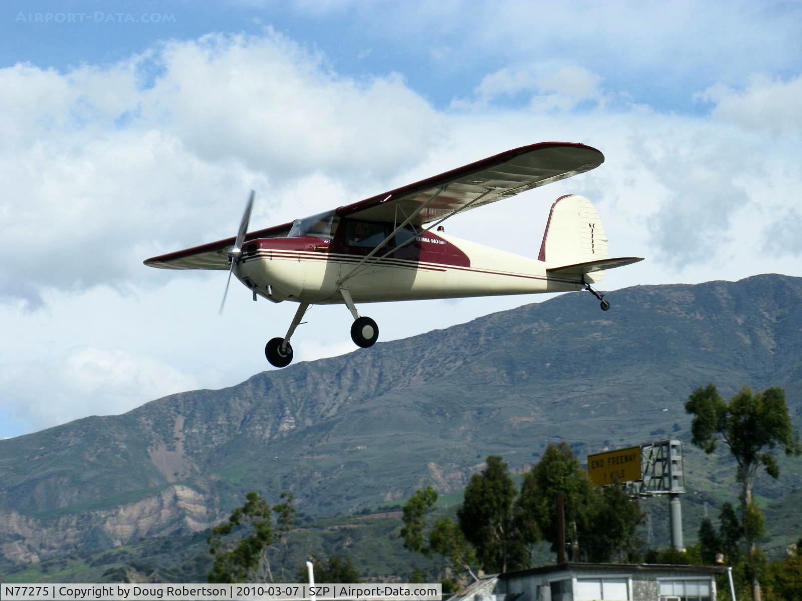 N77275, 1946 Cessna 140 C/N 11488, 1946 Cessna 140, Continental C85 85 Hp, on final Rwy 22