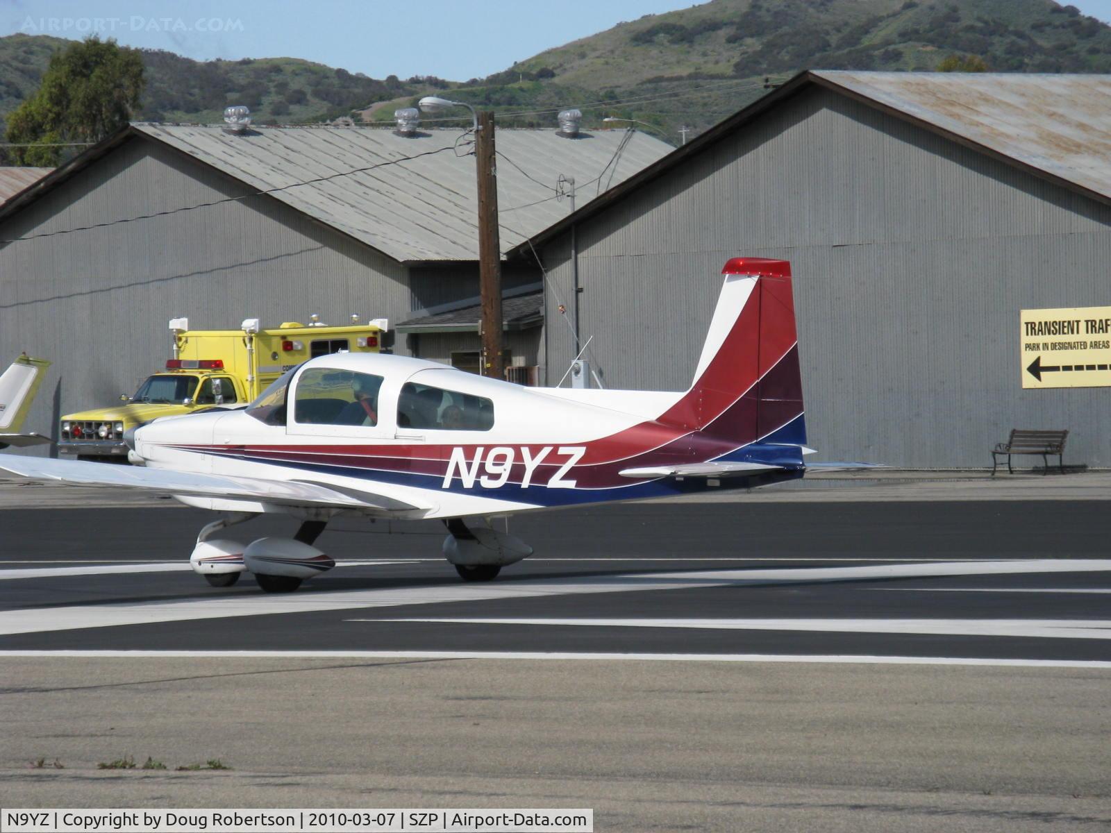 N9YZ, 1975 Grumman American AA-5A Cheetah C/N AA5-0822, 1975 Grumman American AA-5 CHEETAH, Lycoming O-320 150 Hp, Young Eagles Flight, takeoff roll Rwy 22
