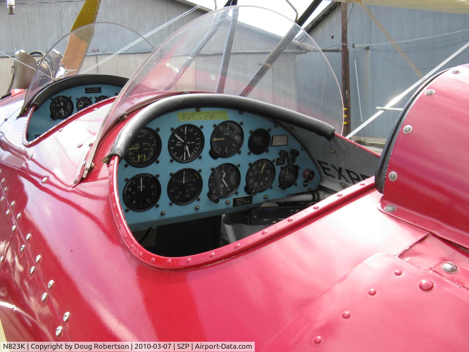 N823K, 1993 Great Lakes 2T-1A Sport Trainer C/N 1020, 1993 Ball GREAT LAKES 2T-1AK, Kinner R 56 5 cylinder radial 160 Hp modified for fuel injection, rear cockpit instrument panel
