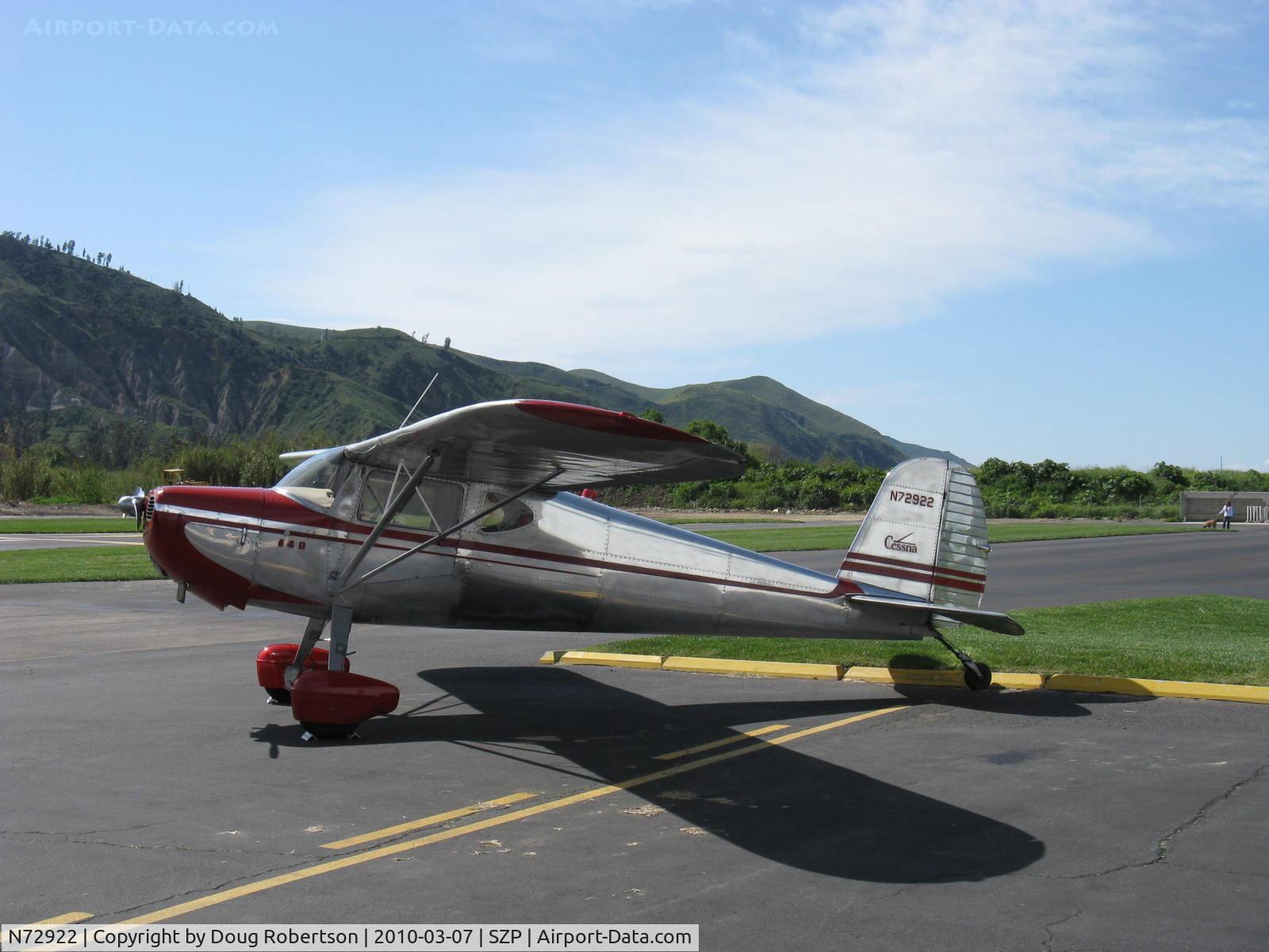 N72922, 1946 Cessna 140 C/N 10120, 1946 Cessna 140, Continental C85 85 Hp