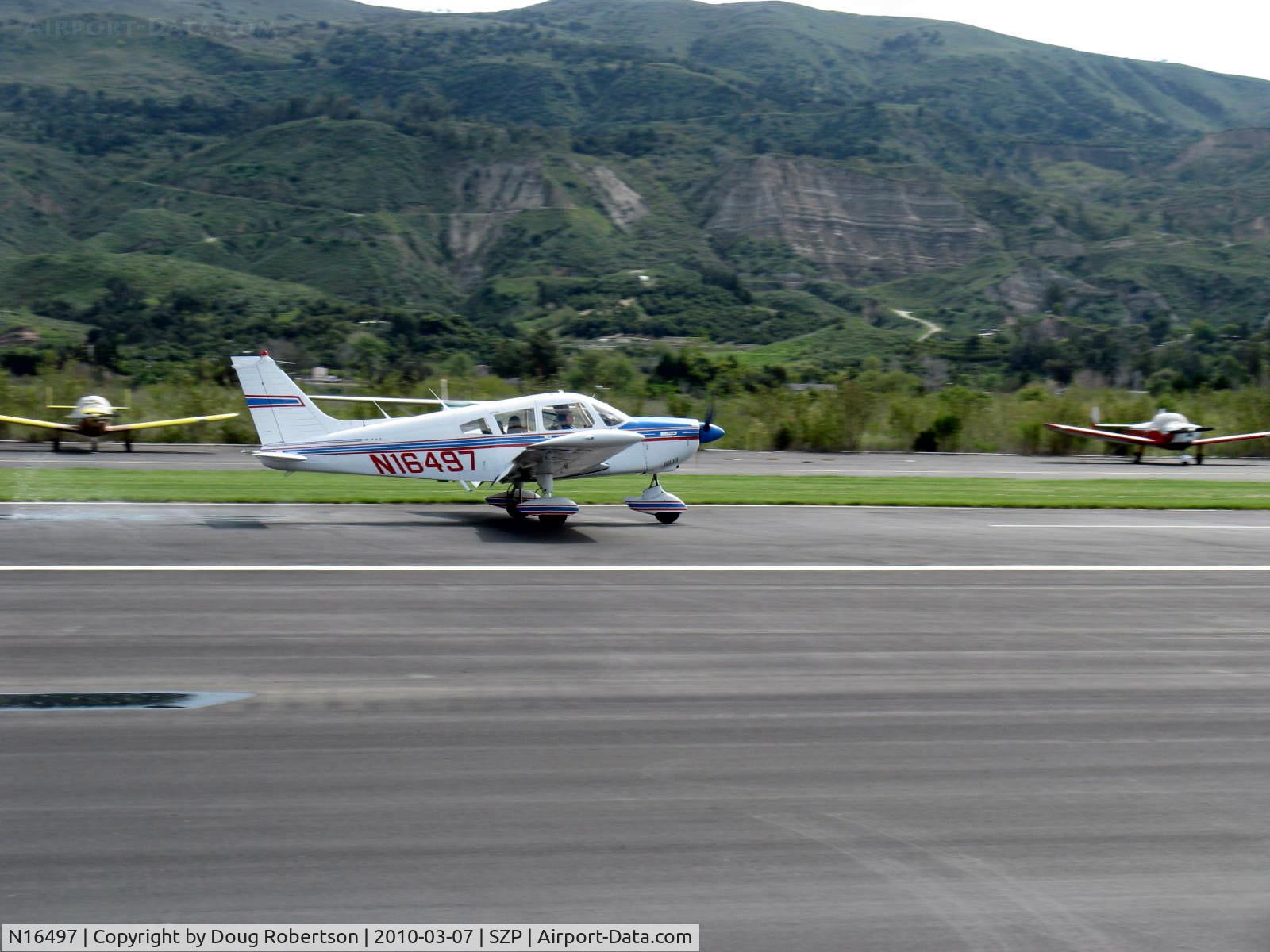 N16497, 1973 Piper PA-28-235 Cherokee Charger C/N 28-7310101, 1973 Piper PA-28-235 CHEROKEE CHARGER, Lycoming O-540-B4B5 235 hp, landing roll Rwy 22