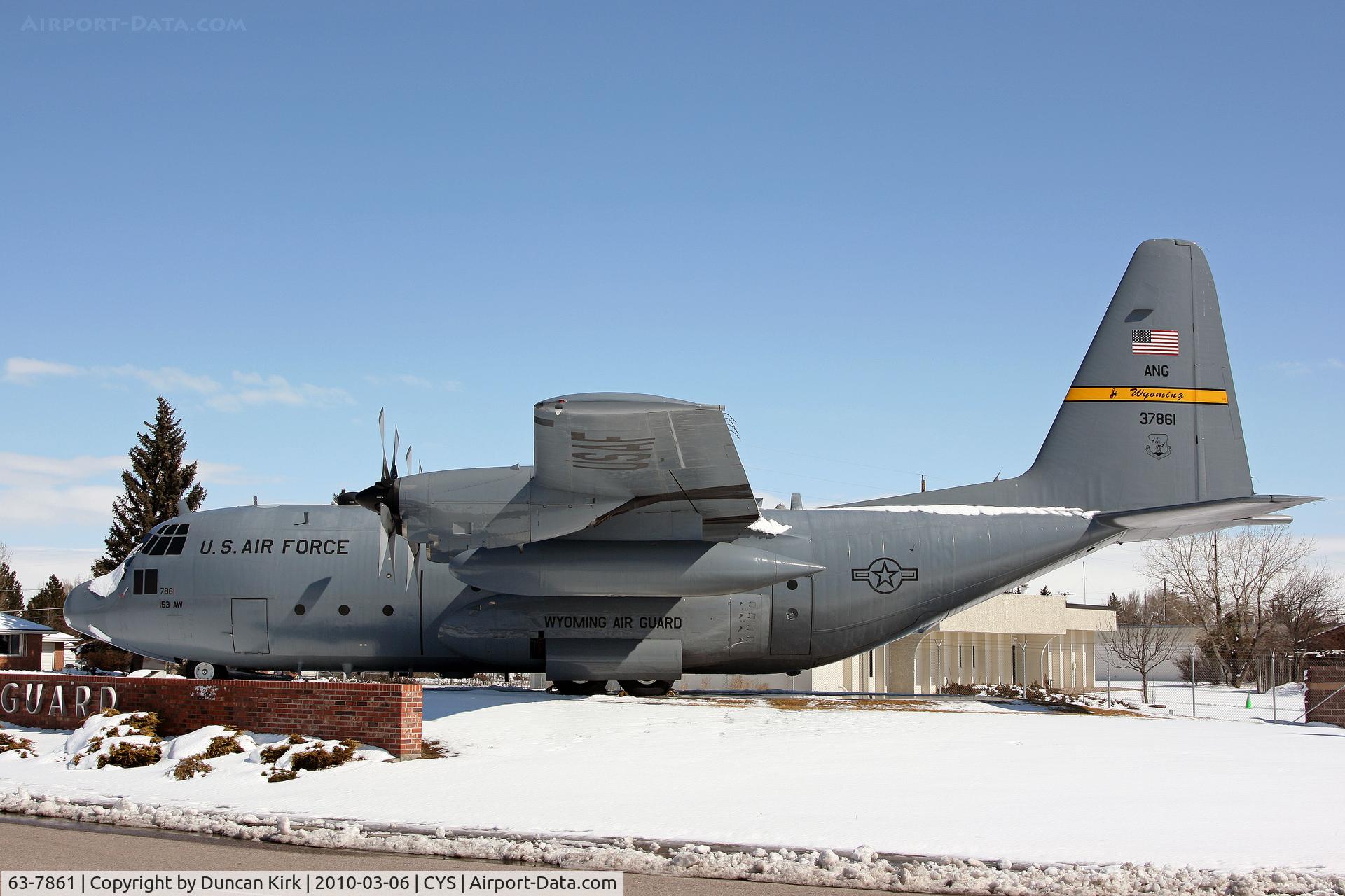 63-7861, 1963 Lockheed C-130E Hercules C/N 382-3931, C-130E c/n 3931 Wyoming ANG gate guard