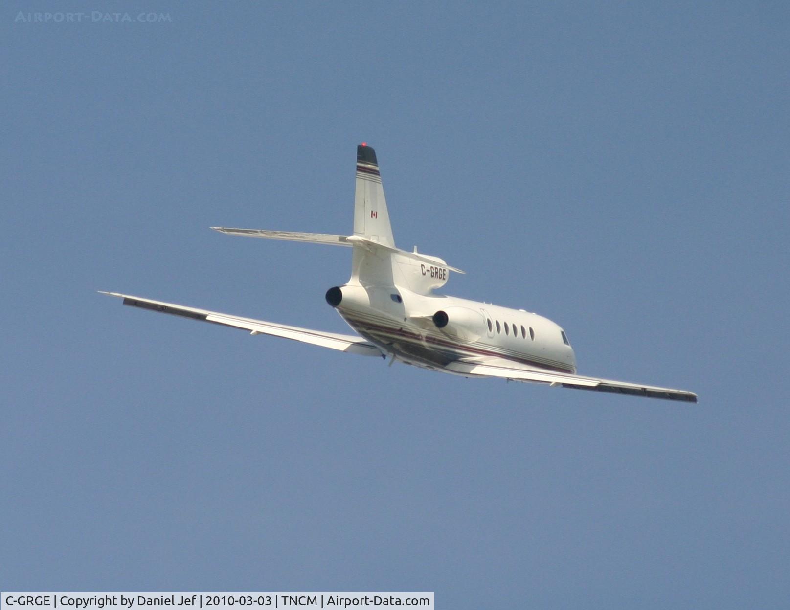 C-GRGE, 1981 Dassault Falcon 50 C/N 29, C-GRGE departing TNCM
