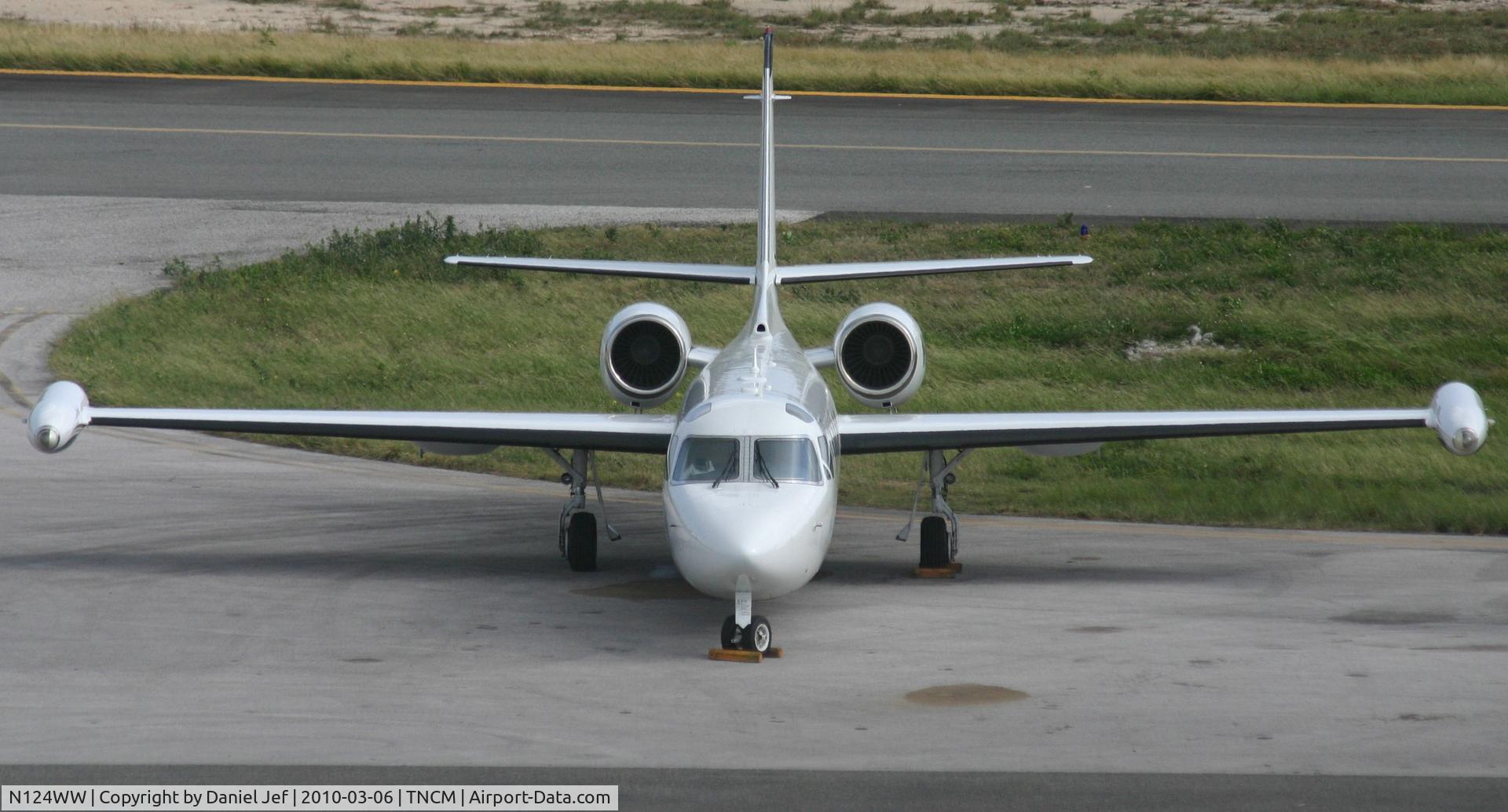N124WW, 1980 Israel Aircraft Industries IAI-1124 Westwind C/N 201, N124WW park at cargo ramp at TNCM
