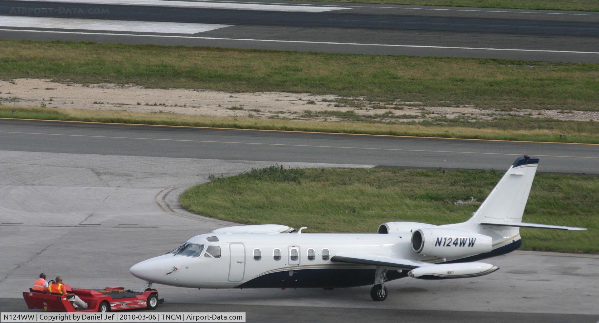 N124WW, 1980 Israel Aircraft Industries IAI-1124 Westwind C/N 201, N124WW being towed to parking at tncm
