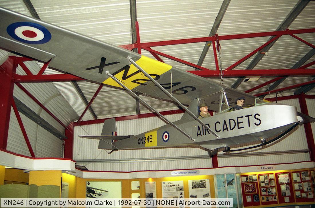 XN246, Slingsby T-31B Cadet TX.3 C/N 1185, Slingsby T-31B Cadet TX Mk3 in The Southampton Hall of Aviation in 1992.