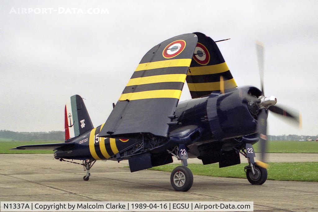 N1337A, 1952 Vought F4U-7 Corsair C/N 977, Vought F4U-7 Corsair at The Imperial War museum, Duxford in 1989.