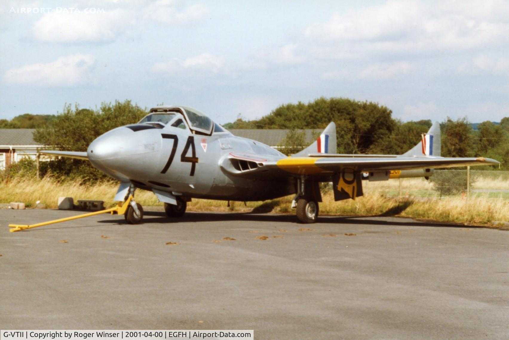 G-VTII, 1954 De Havilland DH-115 Vampire T.11 C/N 15127, DHA's ex-RAF Vampire T.11 coded WZ507/74 was eventually returned to flying condition at Swansea Airport in 2002.