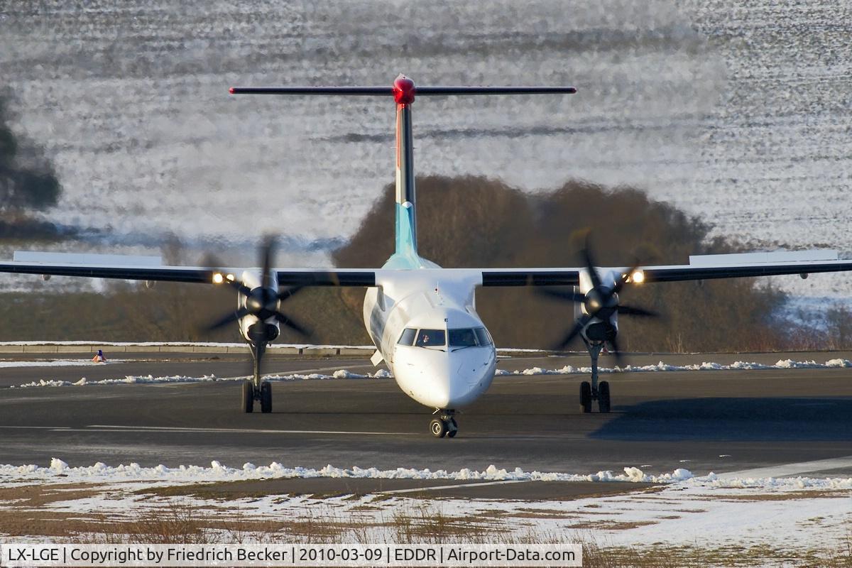 LX-LGE, 2009 De Havilland Canada DHC-8-402Q Dash 8 C/N 4284, lineup for departure