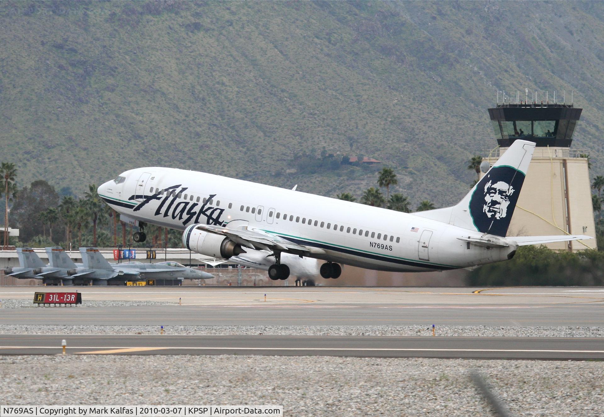 N769AS, 1993 Boeing 737-4Q8 C/N 25103, Alaska Airlines Boeing 737-490, ASA313 to KSFO 13R departure KPSP.