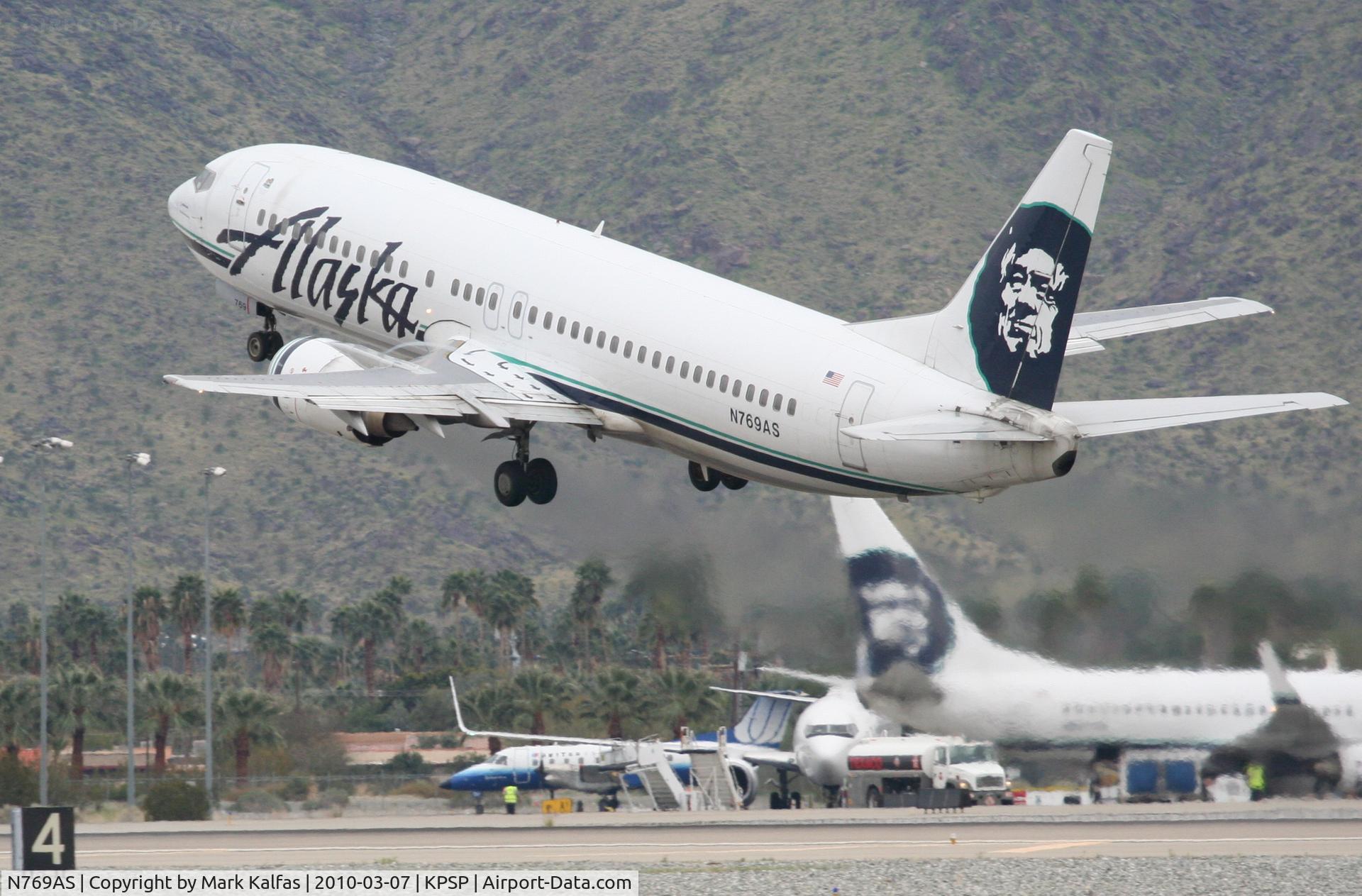 N769AS, 1993 Boeing 737-4Q8 C/N 25103, Alaska Airlines Boeing 737-490, ASA313 to KSFO 13R departure KPSP.