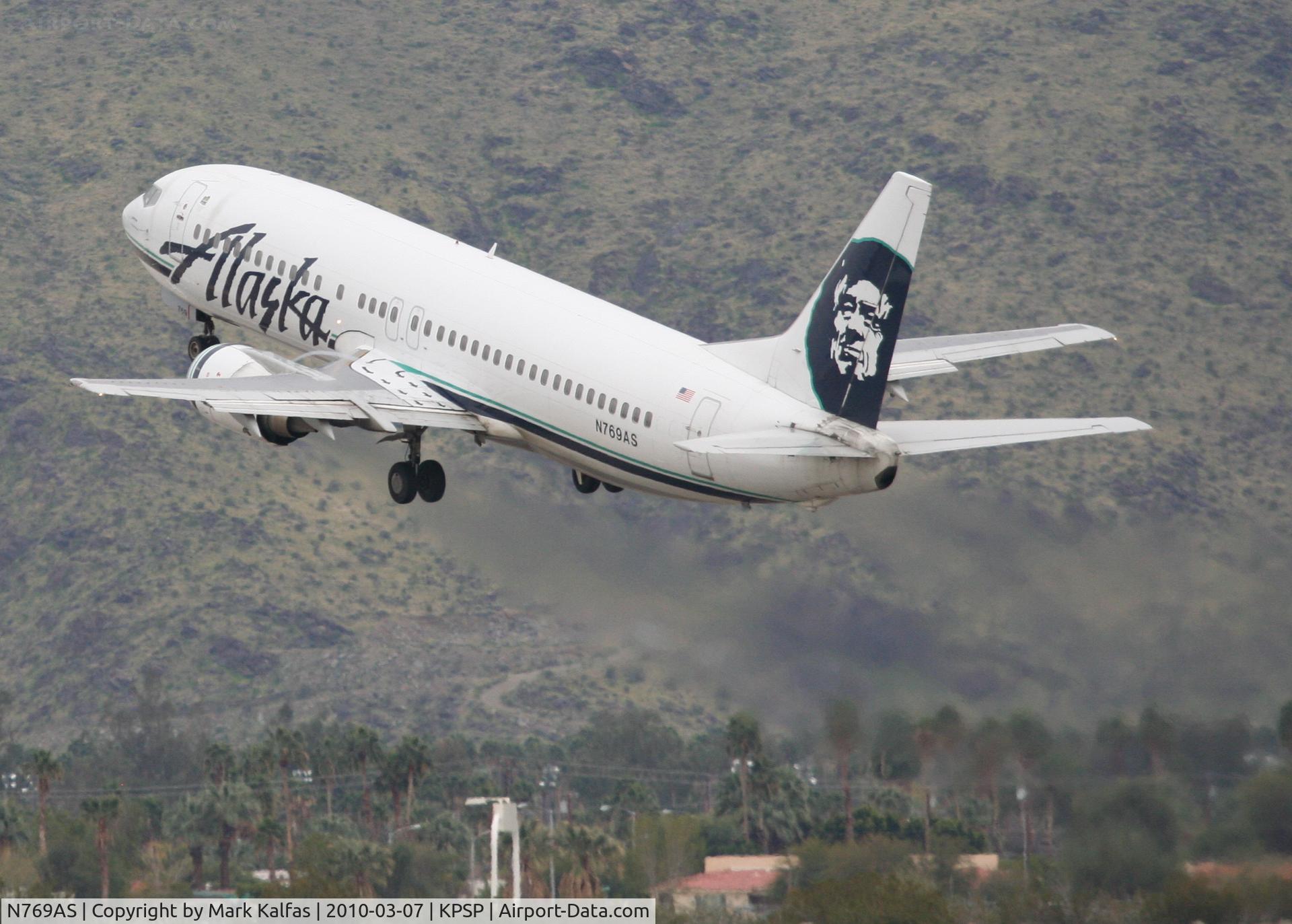 N769AS, 1993 Boeing 737-4Q8 C/N 25103, Alaska Airlines Boeing 737-490, ASA313 to KSFO 13R departure KPSP.