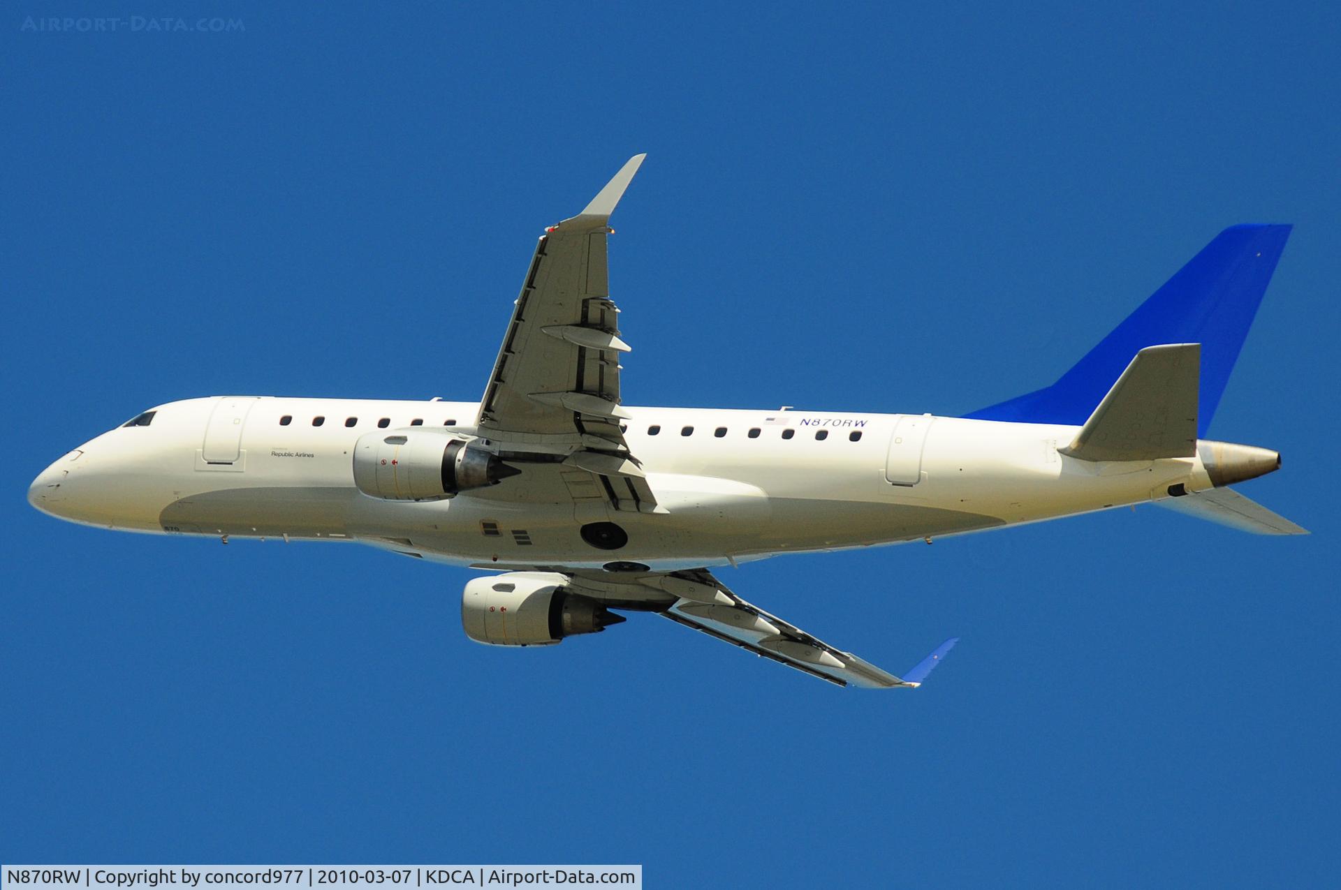 N870RW, 2006 Embraer 170SU (ERJ-170-100SU) C/N 17000138, Seen at KDCA on 3/7/2010.