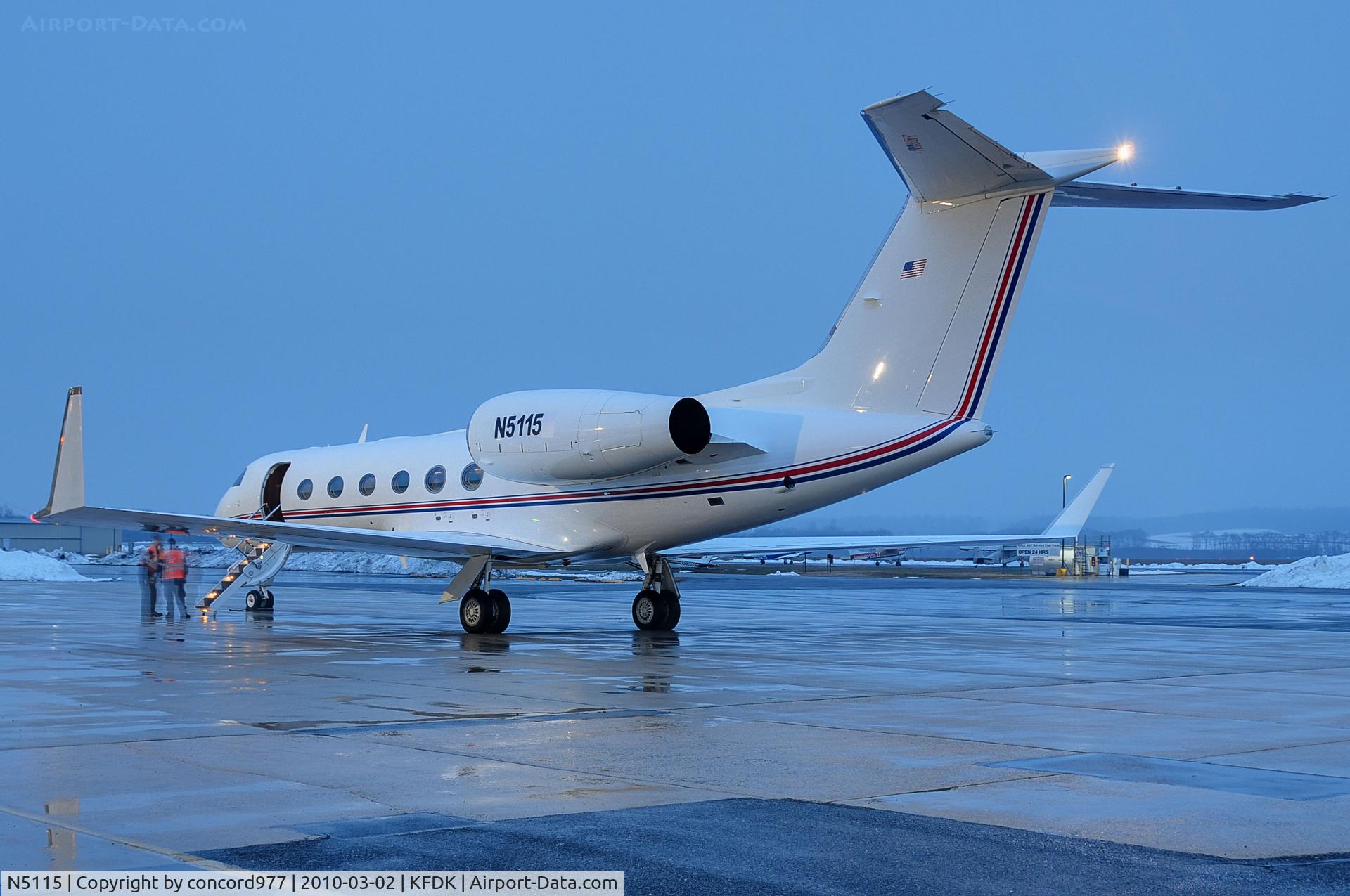 N5115, 2005 Gulfstream Aerospace G-IV (G350) C/N 4019, Seen at KFDK on 3/2/2010.