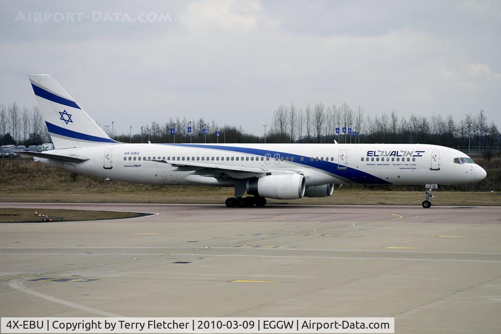 4X-EBU, 1993 Boeing 757-258 C/N 26053/529, El Al B757 taxies for departure from Luton
