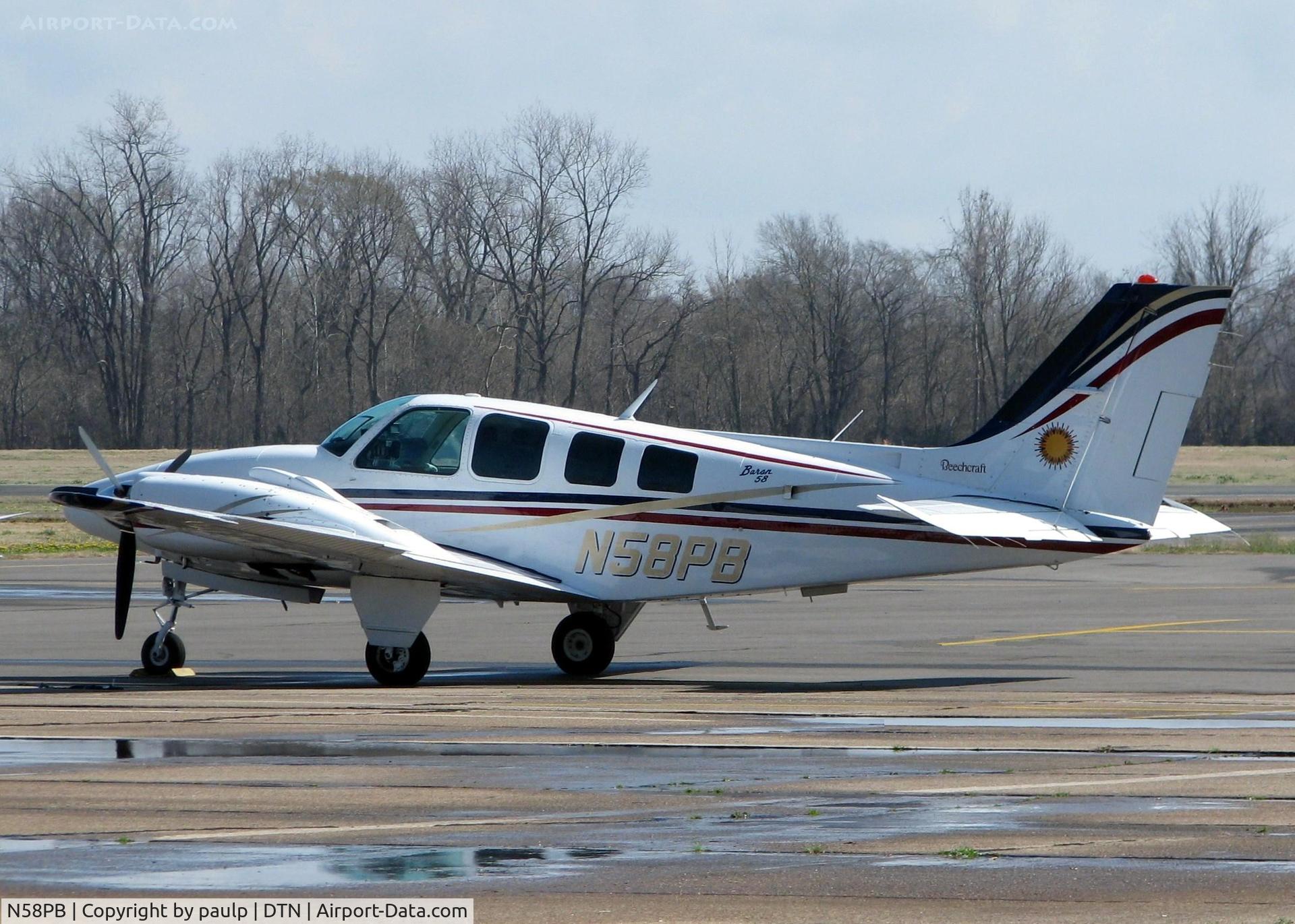 N58PB, 1983 Beech 58 Baron C/N TH-1379, Parked at Downtown Shreveport.