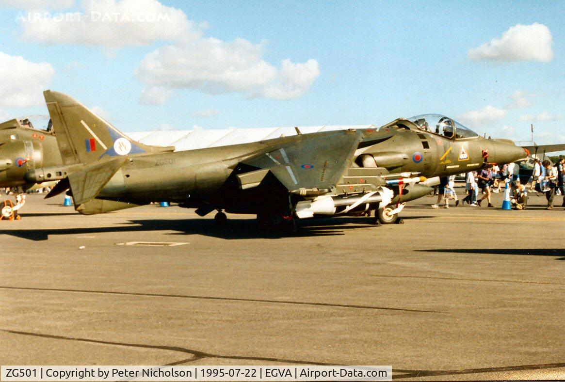 ZG501, British Aerospace Harrier GR.9 C/N P72, Harrier GR.9, callsign Civic 2, of the Strike Attack Operational Evaluation Unit/Air Warface Centre on display at the 1995 Intnl Air Tattoo at RAF Fairford.