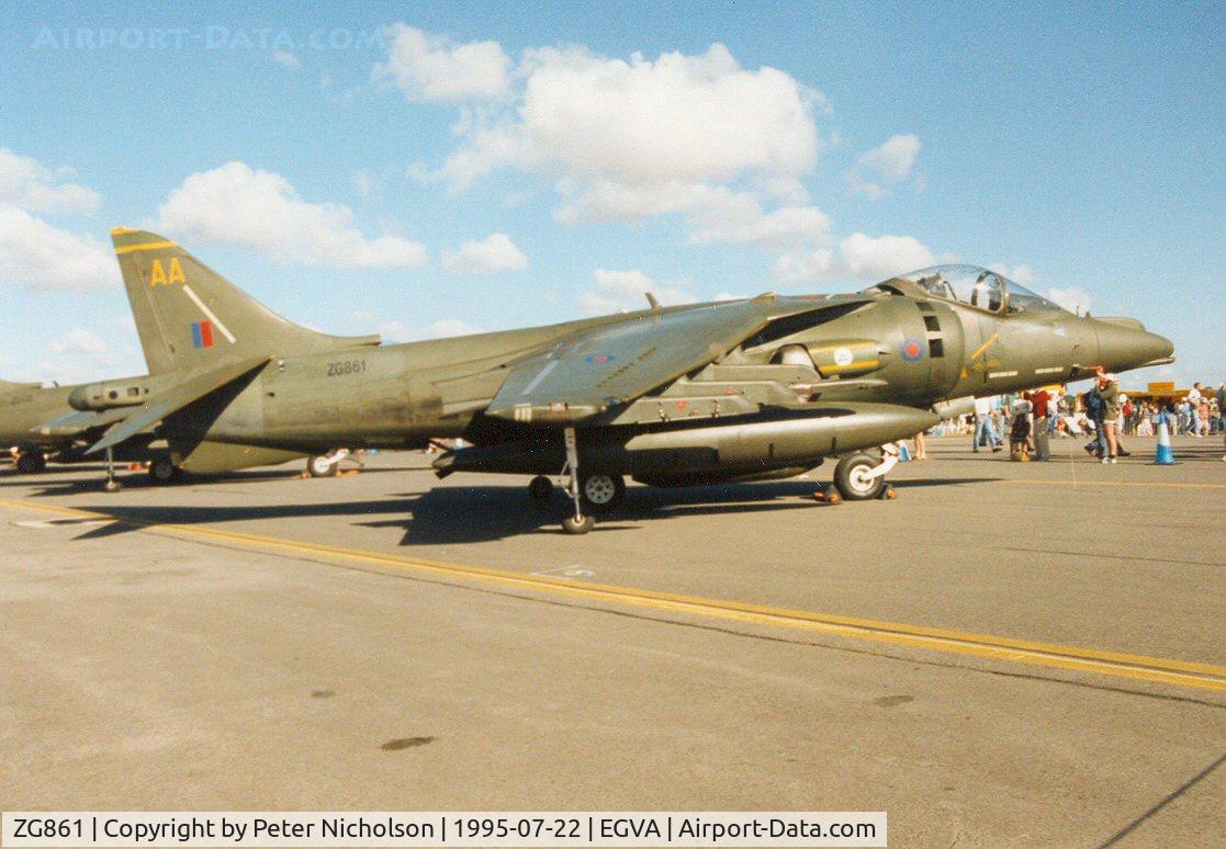 ZG861, 1992 British Aerospace Harrier GR.7 C/N P93, Harrier GR.7, callsign Rafair 600A, of 3 Squadron on display at the 1995 Intnl Air Tattoo at RAF Fairford.