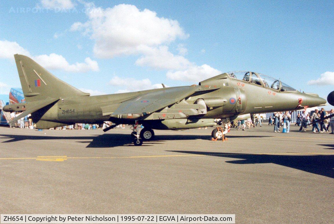 ZH654, 1994 British Aerospace Harrier T.10 C/N TX002, Harrier T.10, callsign BDN 13, of the Armament & Aircraft Experimental Establishment - A & AEE - at Boscombe Down on display at the 1995 Intnl Air Tattoo at RAF Fairford.
