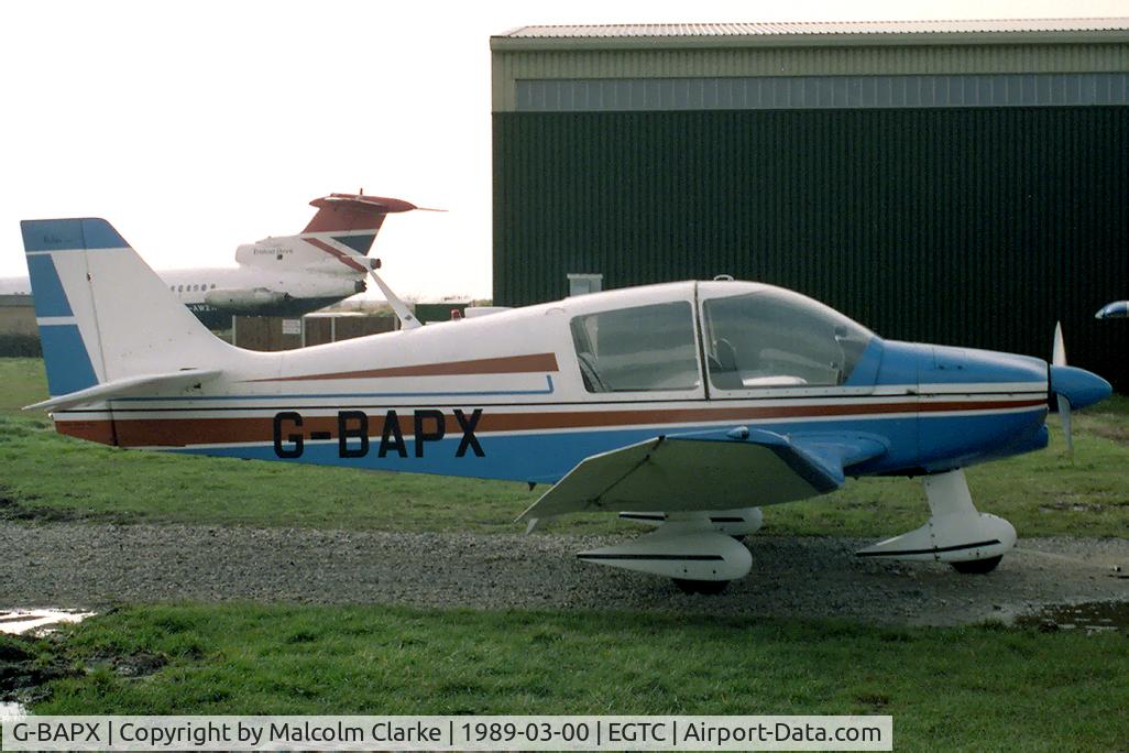 G-BAPX, 1972 Robin DR-400-160 Chevalier C/N 789, Robin DR-400-160 Chevalier at Cranfield Airport, UK in 1989.