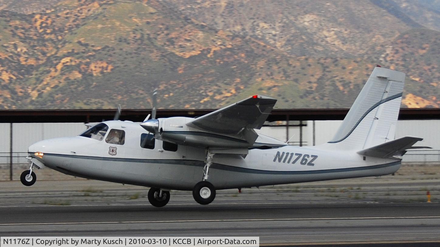 N1176Z, 1965 Aero Commander 500-B C/N 500-B-1549-196, Landing flare Runway 24