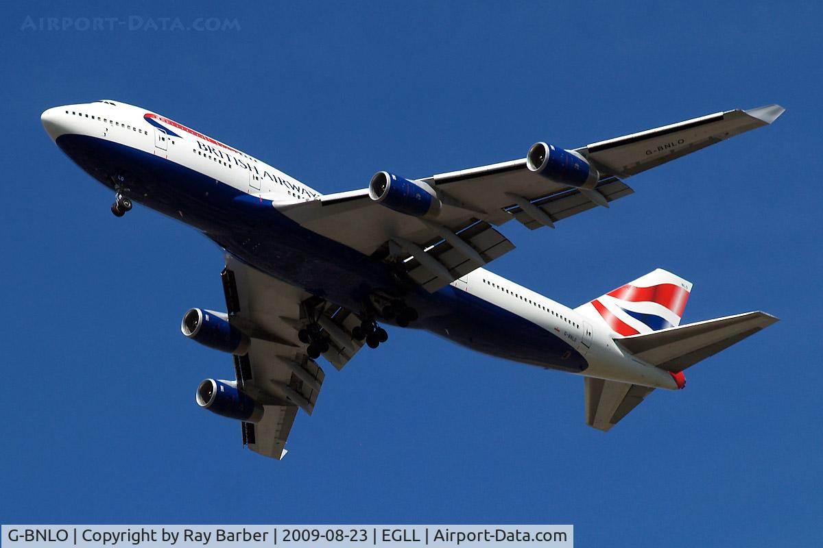 G-BNLO, 1990 Boeing 747-436 C/N 24057, Boeing 747-436 [24057] (British Airways) Home~G 23/08/2009. Taken on approach 3 miles out 27R London Heathrow Airport.