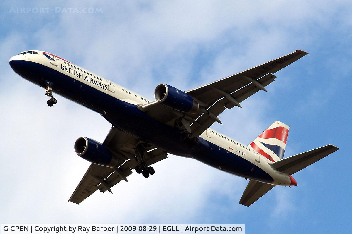 G-CPEN, 1997 Boeing 757-236 C/N 28666, Boeing 757-236 [28666] (British Airways) Home~G 29/08/2009. Taken on approach 3 miles out 27R London Heathrow Airport.