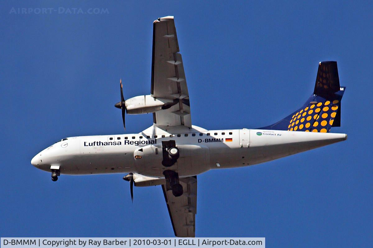 D-BMMM, 1997 ATR 42-500 C/N 546, Aerospatiale ATR-42-512 [546] (Lufthansa Regional) Home~G 01/03/2010. Taken on approach 3 miles out 27R London Heathrow Airport.