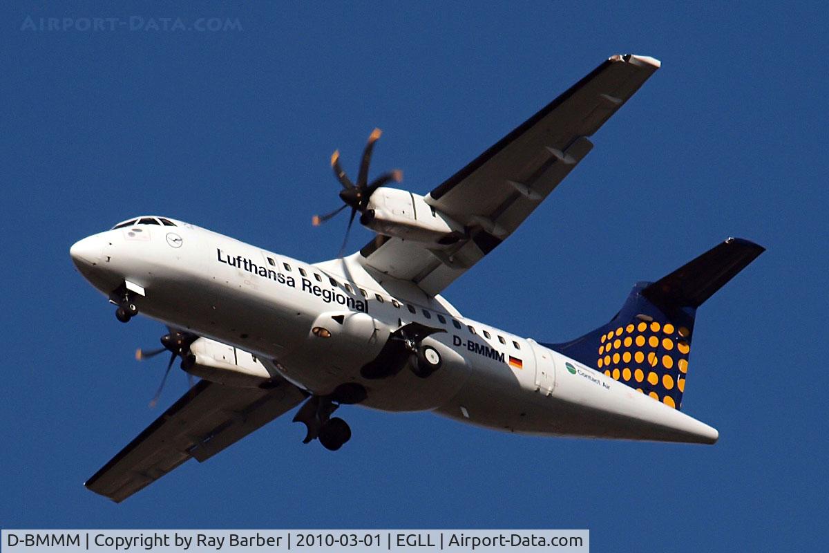 D-BMMM, 1997 ATR 42-500 C/N 546, Aerospatiale ATR-42-512 [546] (Lufthansa Regional) Home~G 01/03/2010. Taken on approach 3 miles out 27R London Heathrow Airport.