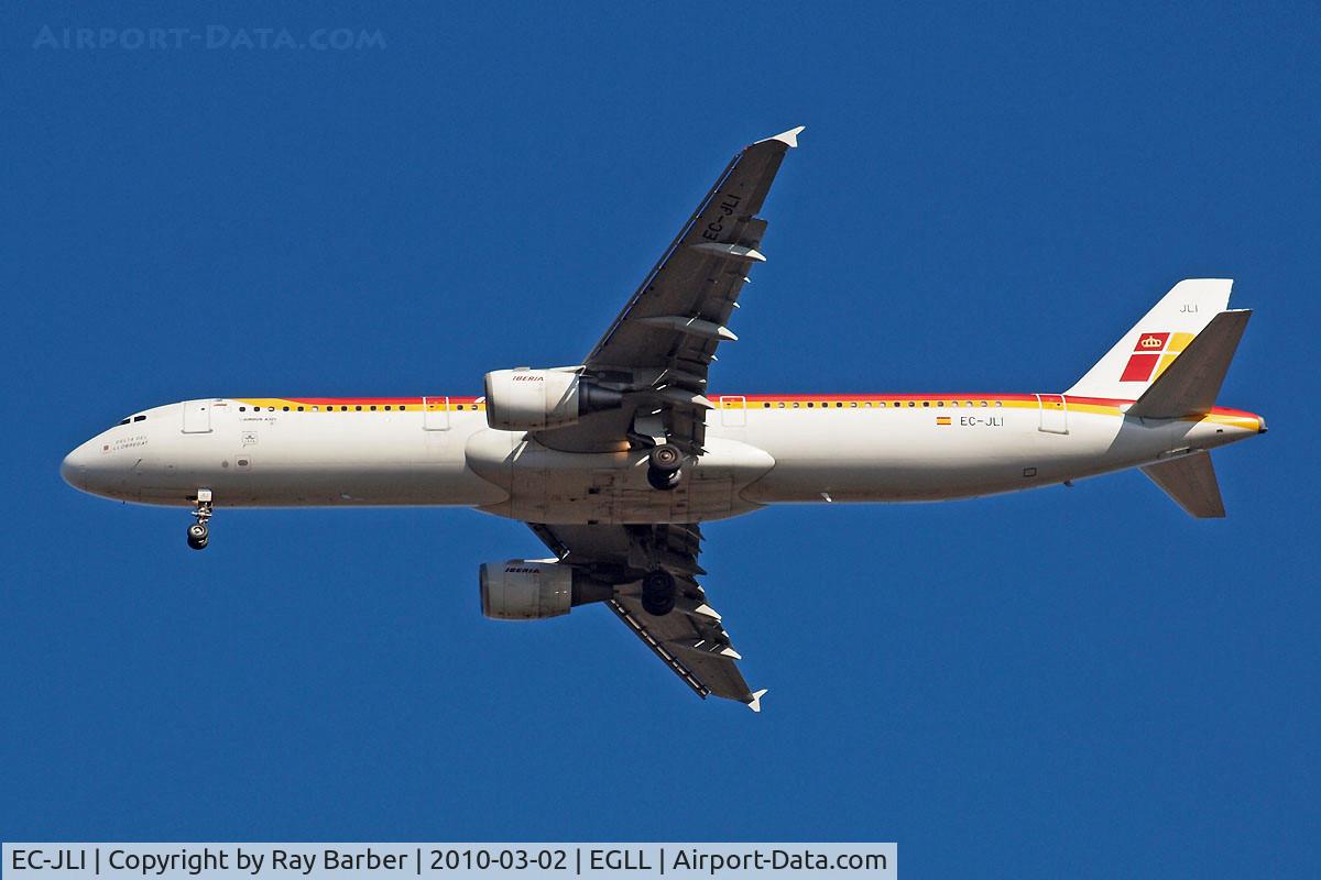 EC-JLI, 2005 Airbus A321-211 C/N 2563, Airbus A321-211 [2563] (Iberia) Home~G 01/03/2010. Taken on approach 3 miles out 27R London Heathrow Airport.
