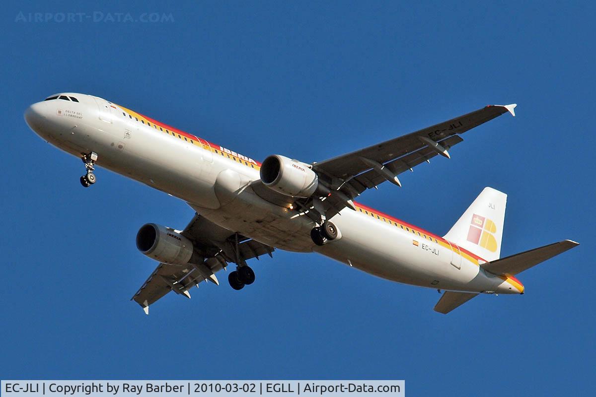 EC-JLI, 2005 Airbus A321-211 C/N 2563, Airbus A321-211 [2563] (Iberia) Home~G 01/03/2010. Taken on approach 3 miles out 27R London Heathrow Airport.