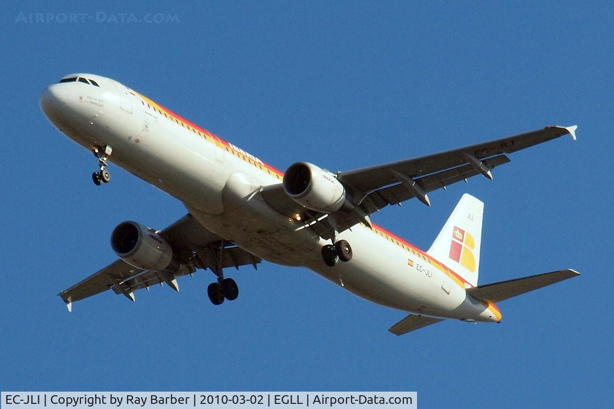 EC-JLI, 2005 Airbus A321-211 C/N 2563, Airbus A321-211 [2563] (Iberia) Home~G 01/03/2010. Taken on approach 3 miles out 27R London Heathrow Airport.