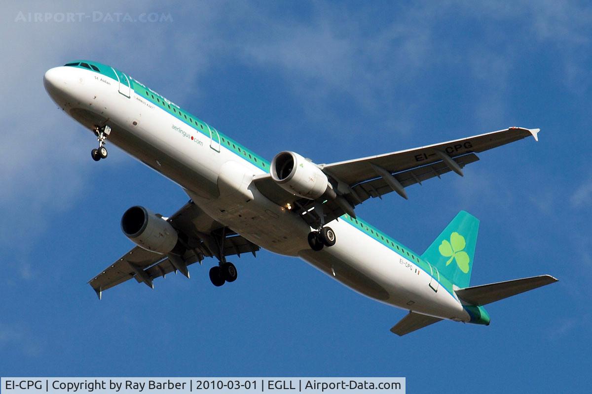 EI-CPG, 1999 Airbus A321-211 C/N 1023, Airbus A321-211 [1023] (Aer Lingus) Home~G 01/03/2010. Taken on approach 3 miles out 27R London Heathrow Airport.