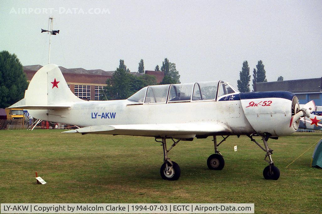 LY-AKW, 1985 Bacau Yak-52 C/N 855601, Bacau Yak-52 at Cranfield's PFA Rally in 1994.