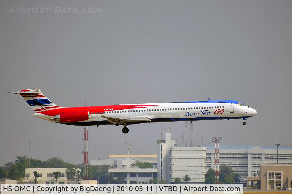 HS-OMC, 1986 McDonnell Douglas MD-82 (DC-9-82) C/N 49479, landing on 21R ...