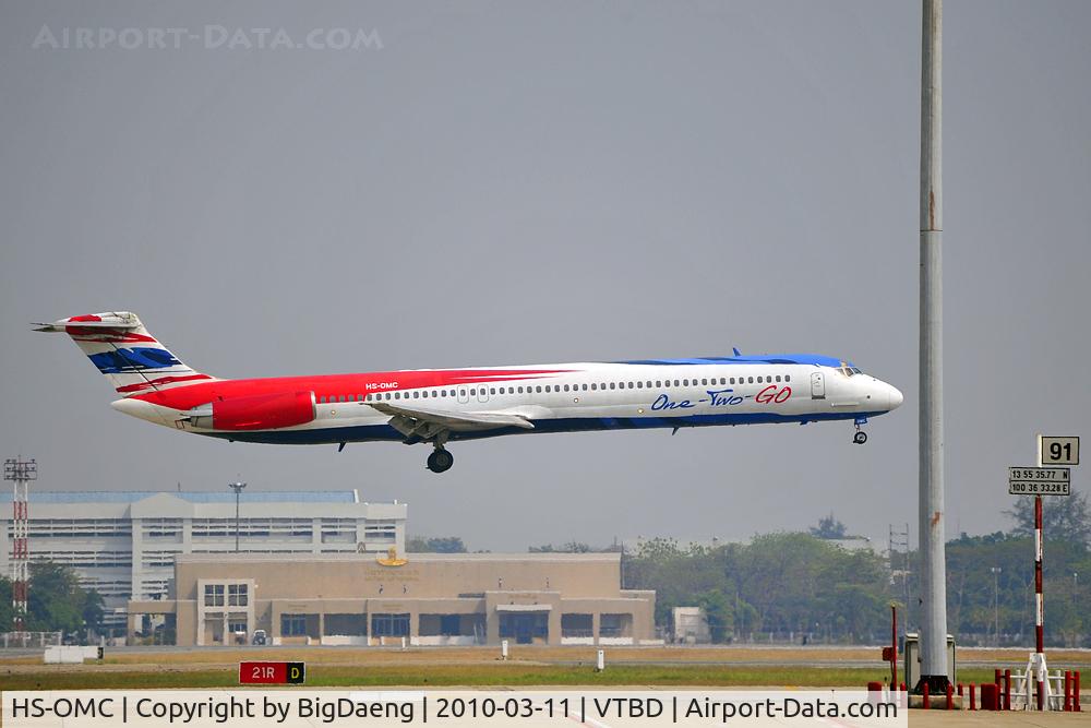 HS-OMC, 1986 McDonnell Douglas MD-82 (DC-9-82) C/N 49479, Just before touch down ... runway 21R
