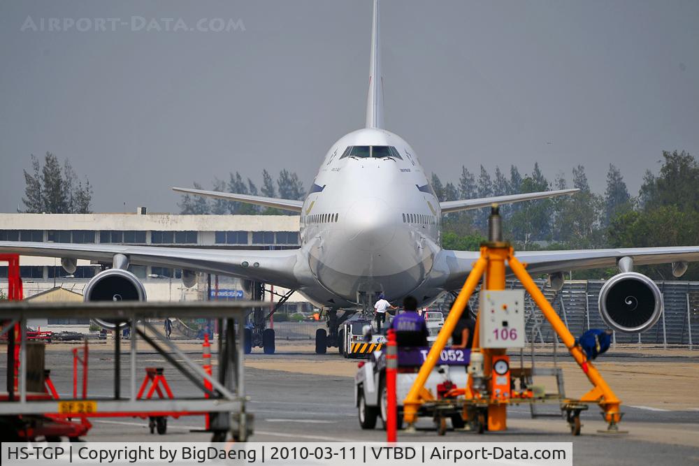 HS-TGP, 1994 Boeing 747-4D7 C/N 26610, Being towed from Apron 5 for flight testing ...