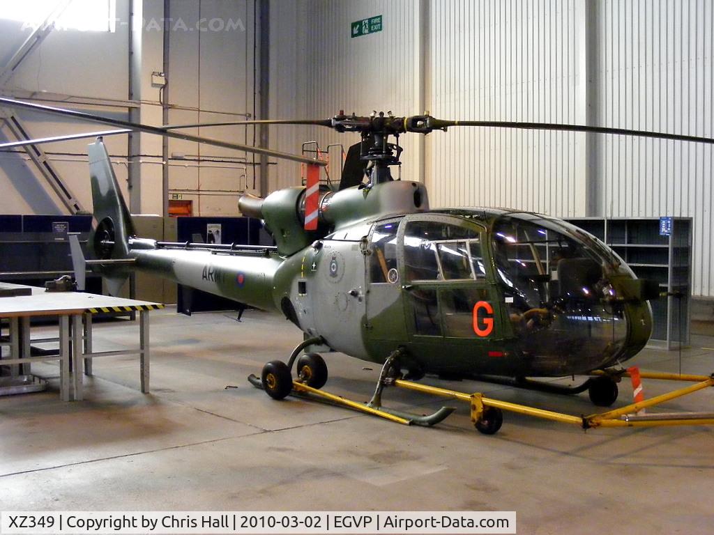 XZ349, 1978 Westland SA-341B Gazelle AH1 C/N 1720, undergoing maintenance with the Gazelle Depth Support Hub