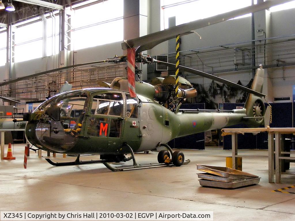 XZ345, 1978 Westland SA-341B Gazelle AH1 C/N 1705, undergoing maintenance with the Gazelle Depth Support Hub