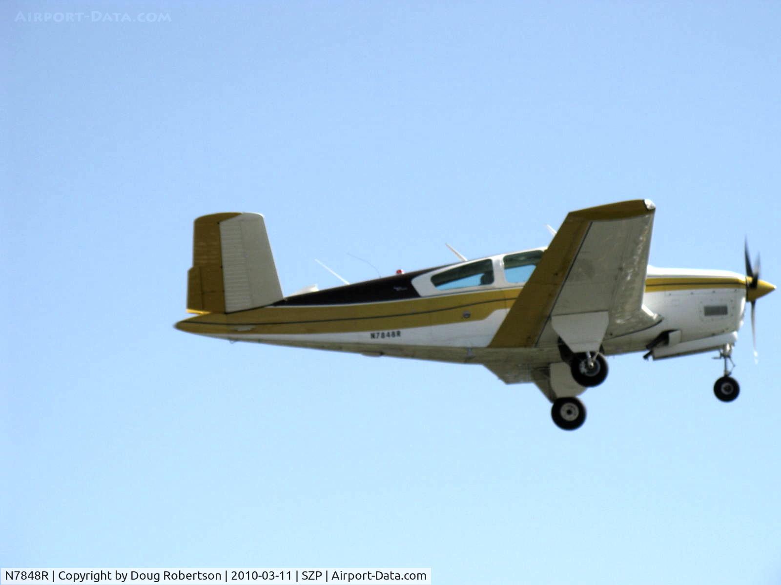 N7848R, 1968 Beech V35A Bonanza C/N D-8904, 1968 Beech V35A BONANZA, Continental IO-550 300 Hp upgrade, takeoff climb Rwy 22