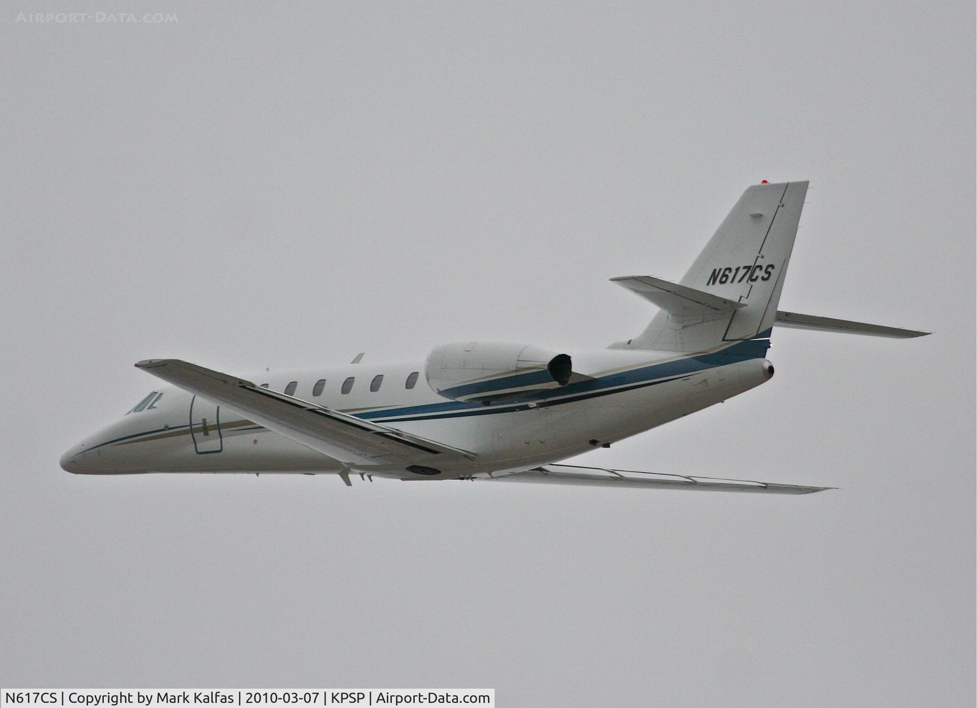 N617CS, 2006 Cessna 680 Citation Sovereign C/N 680-0102, CITATIONSHARES SALES INC, Cessna 680, N617CS 13R departure KPSP to KSDL.