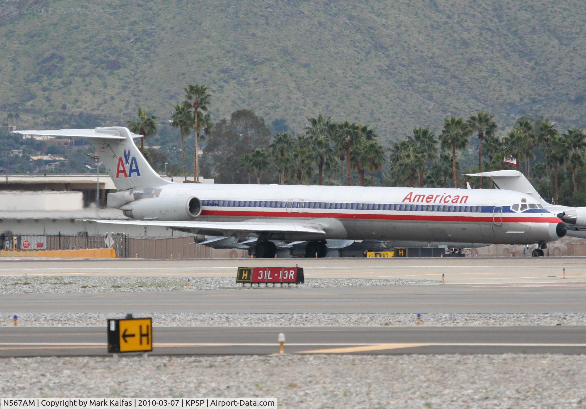 N567AM, 1992 McDonnell Douglas MD-83 (DC-9-83) C/N 53293, American Airlines Mcdonnell Douglas DC-9-83(MD-83), AAL1832 to KORD taxiway Whiskey KPSP.