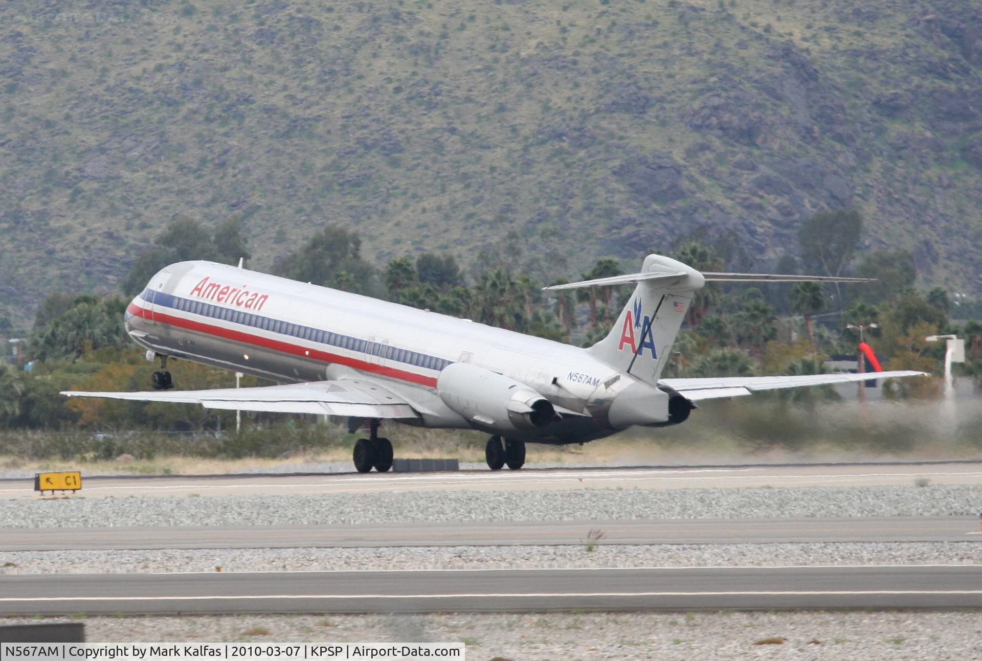 N567AM, 1992 McDonnell Douglas MD-83 (DC-9-83) C/N 53293, American Airlines Mcdonnell Douglas DC-9-83(MD-83), AAL1832 to KORD, rotating 13R departure KPSP.
