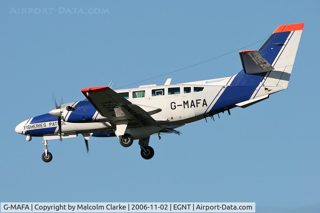 G-MAFA, 1989 Reims F406 Caravan II C/N F406-0036, Reims F406 Caravan II on finals to Rwy 25 at Newcastle Airport in 2006 after a sea fisheries patrol flight.