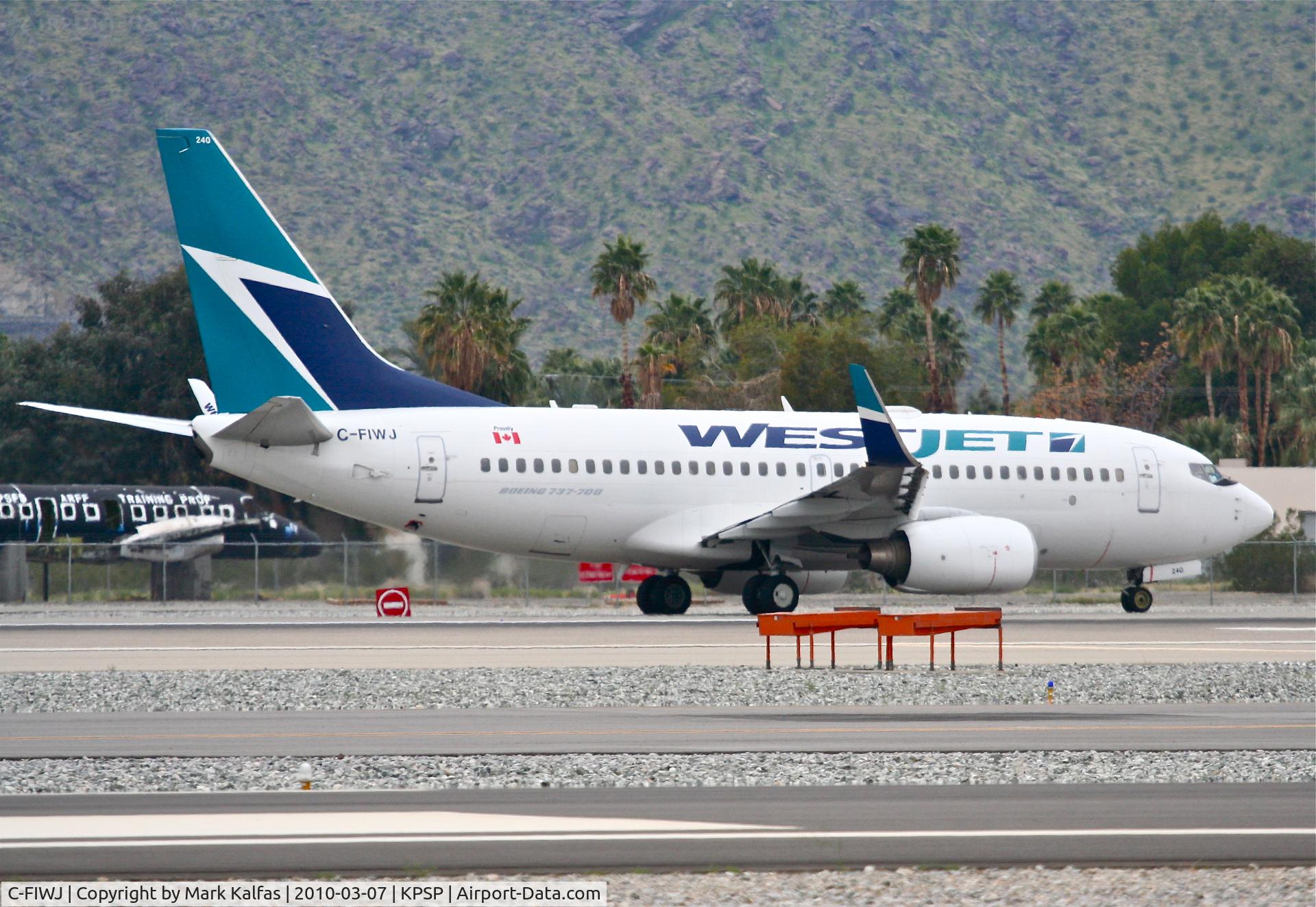 C-FIWJ, 2007 Boeing 737-7CT C/N 30712, WESTJET Boeing 737-7CT, WJA1469 to CYYC,  taxiway Whiskey to 13R KPSP.